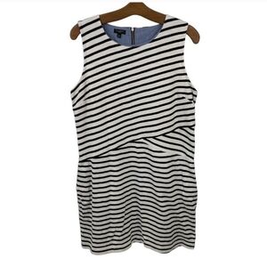 Talbots Striped Sleeveless Shift Dress w/ Zipper Detail Nautical Womens Petite L